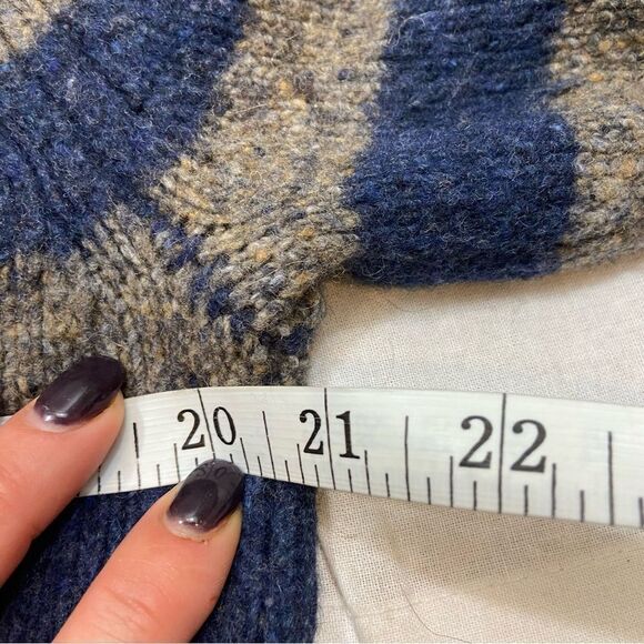 Men’s Oliver Ridley Brand Blue and Brown Striped Sweater Wool Alpaca Blend‎ L - Picture 7 of 8
